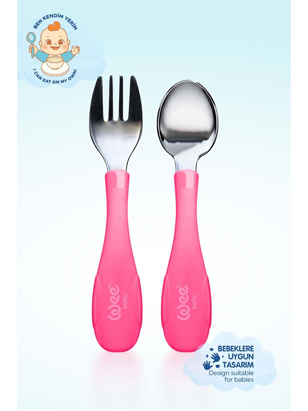 Süper Vakumlu Tabak ve Çelik Kaşık Çatal Seti Kız-3