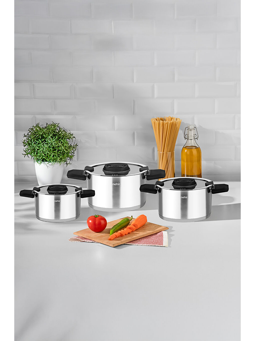 Gri Elena Saten 6 Parça Derin Tencere Set-5