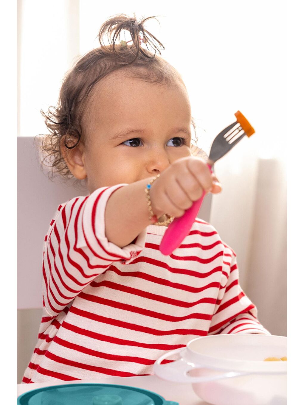 Süper Vakumlu Tabak ve Çelik Kaşık Çatal Seti Kız-4