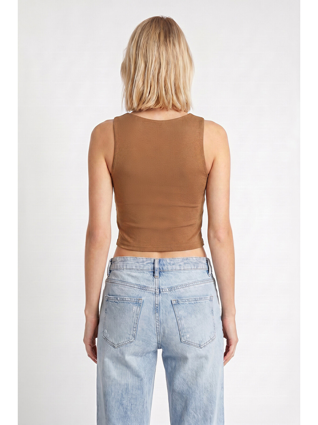 Kahverengi 2’li Paket Basic Crop Viskon Bluz BİSKÜVİ KREM LRN0012-4