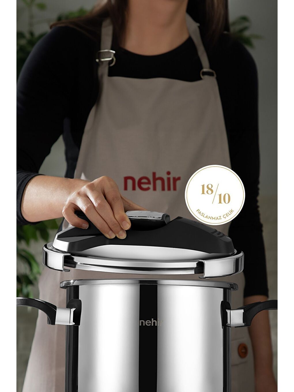 Gri Silver Matik Paslanmaz Çelik 5 Litre Düdüklü Tencere