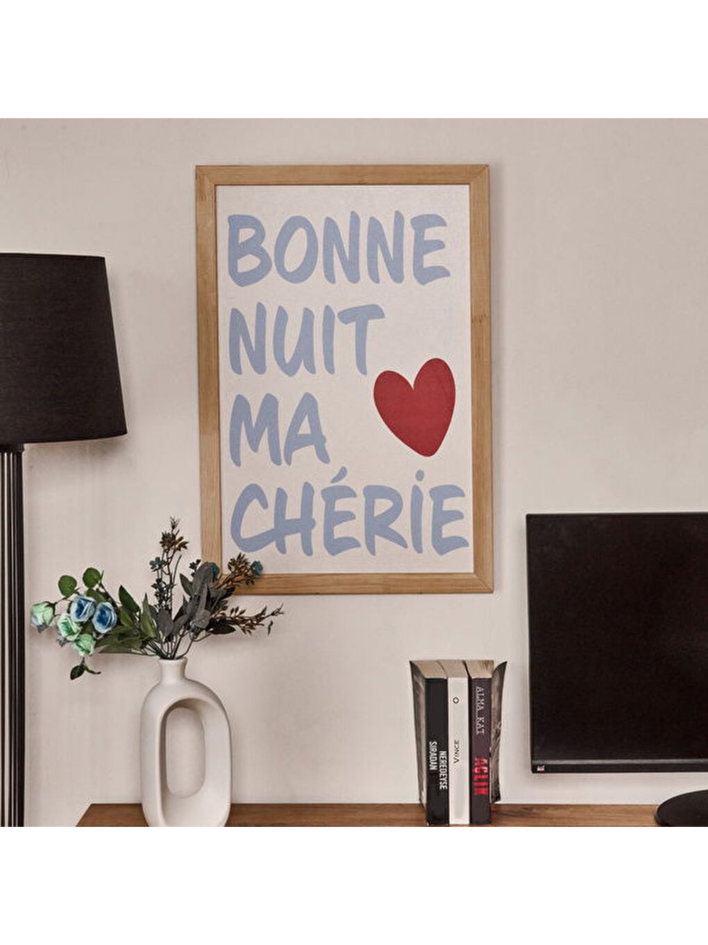 Deco Bold Hearts Duvar Panosu - Mavi - 40x60 cm