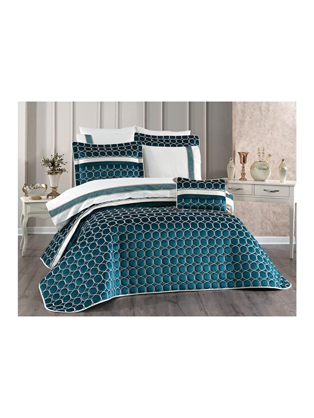 Yeşil Valeron 10 Parça Çeyiz Seti Zümrüt-1