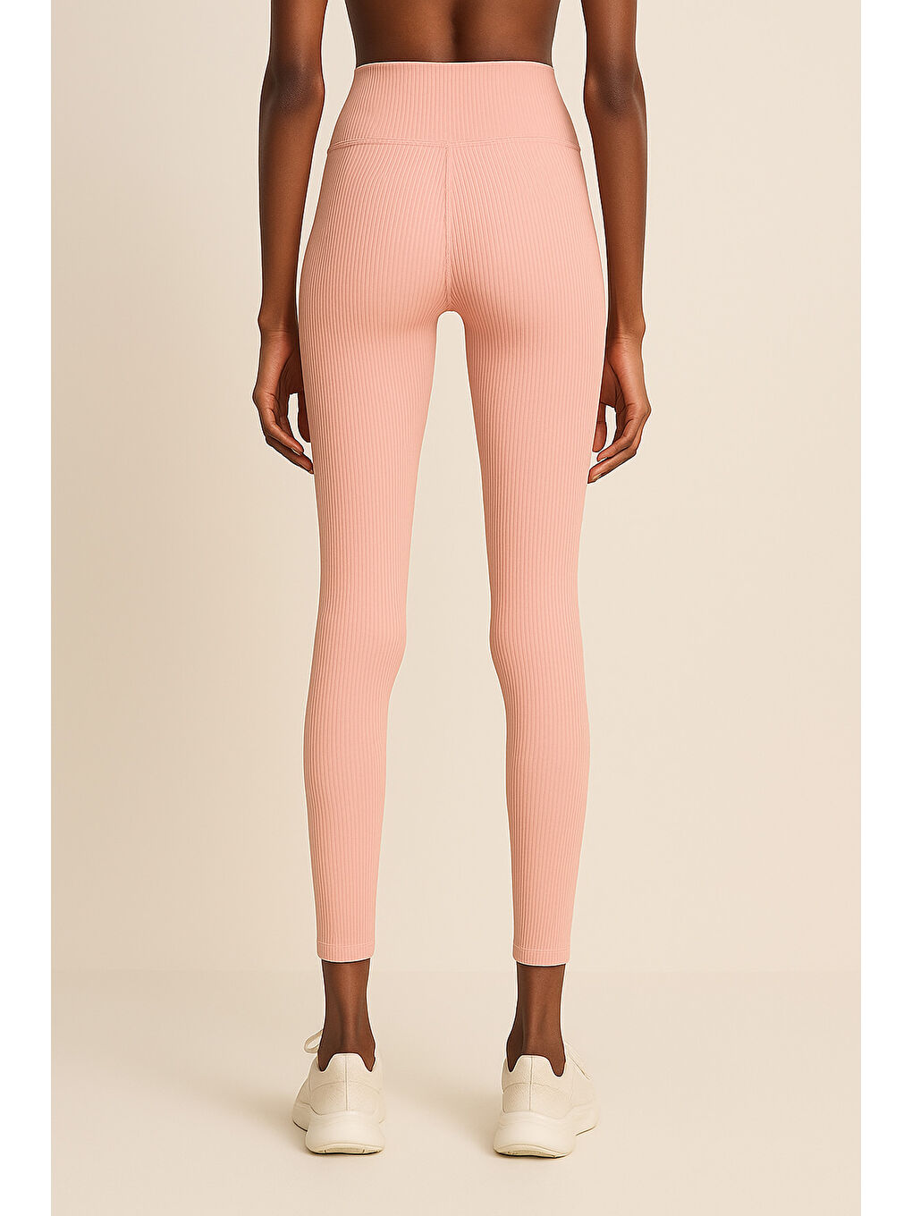 Turuncu Yüksek Bel Toparlayıcı Ripli Fitilli Spor Kadın Tayt-3