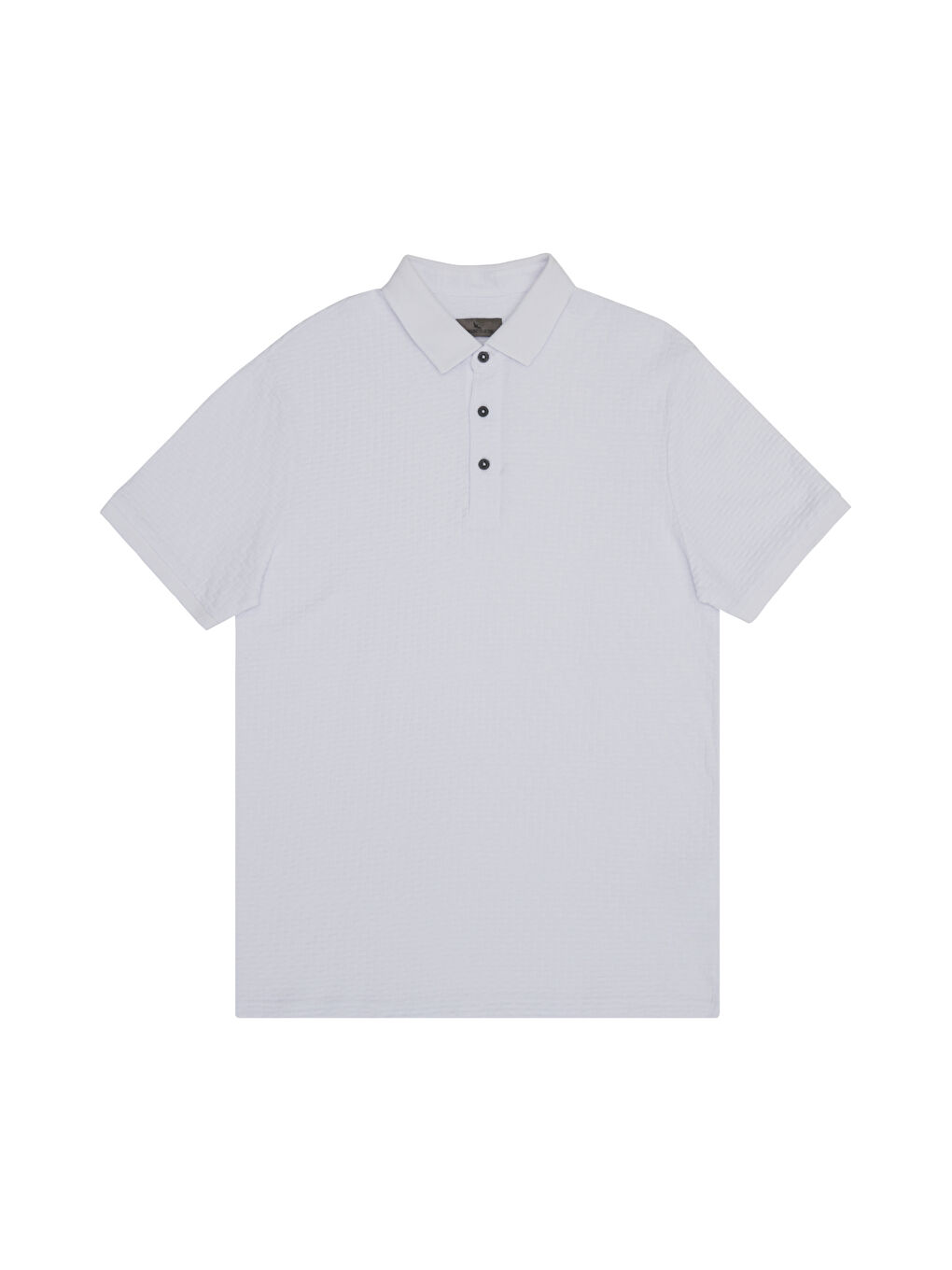 Erkek Beyaz Slim Fit Dar Kesim Polo Yaka Jakarlı Kısa Kollu Tişört-5