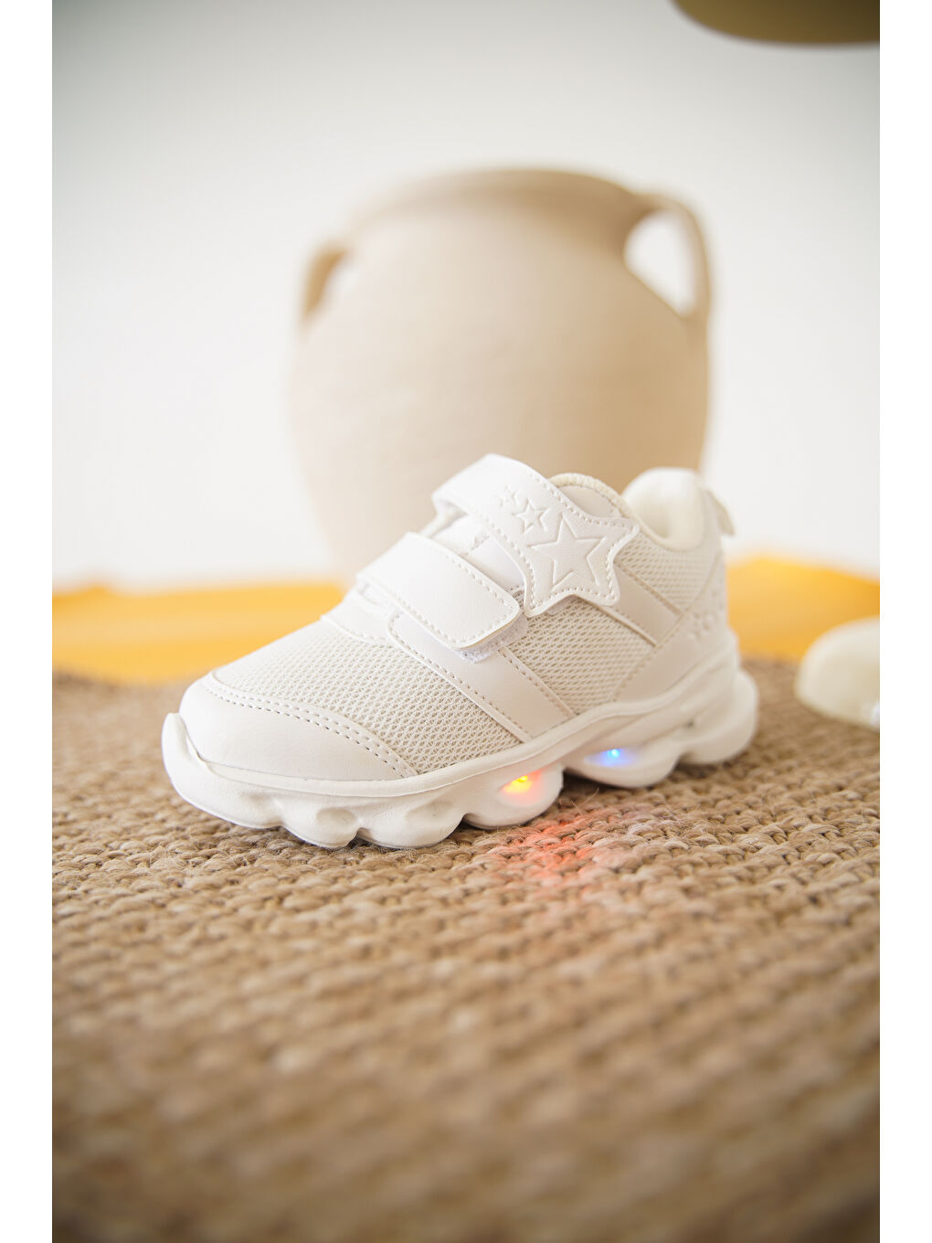 Beyaz Cayt Cırtlı Unisex Çocuk Sneaker Spor Ayakkabı