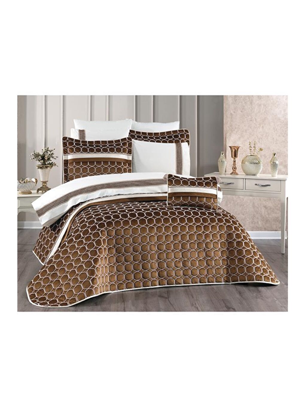 Sarı Valeron 10 Parça Çeyiz Seti Altın-1