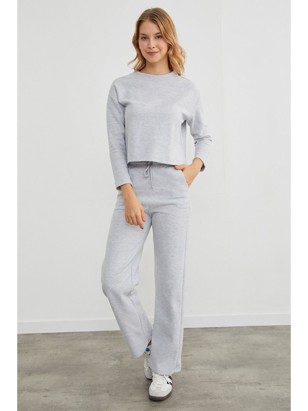 Gri Basic Bisiklet Yaka 2 Li Takım