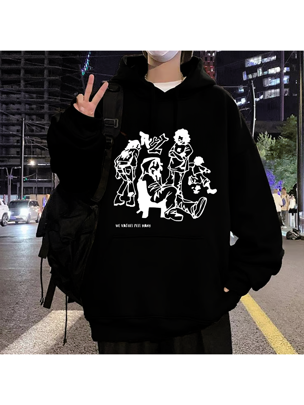 Touz Moda Siyah Street Wear We Vaguel Feel Many Oversize Unisex Siyah Sweatshirt