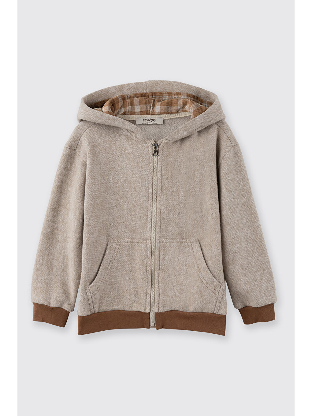 Erkek Çocuk Fermuarlı Sweatshirt Bej-Melanj-4