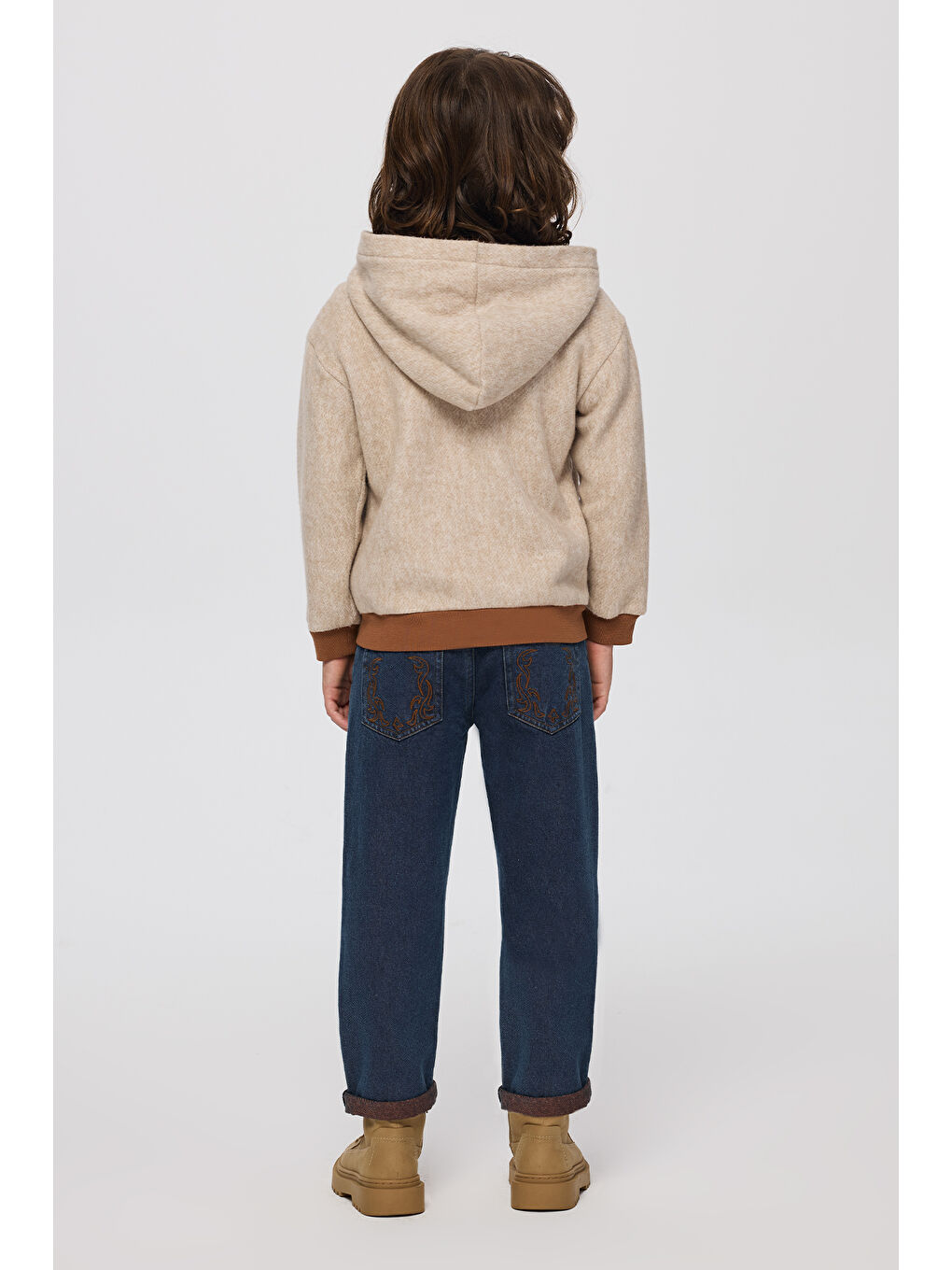 Erkek Çocuk Fermuarlı Sweatshirt Bej-Melanj-7