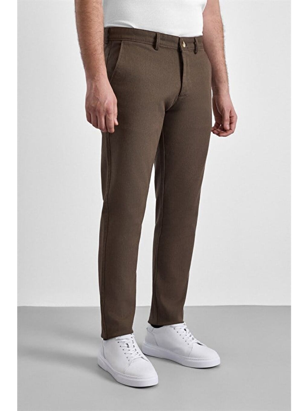 Bej Slim Casual Pantolon-1