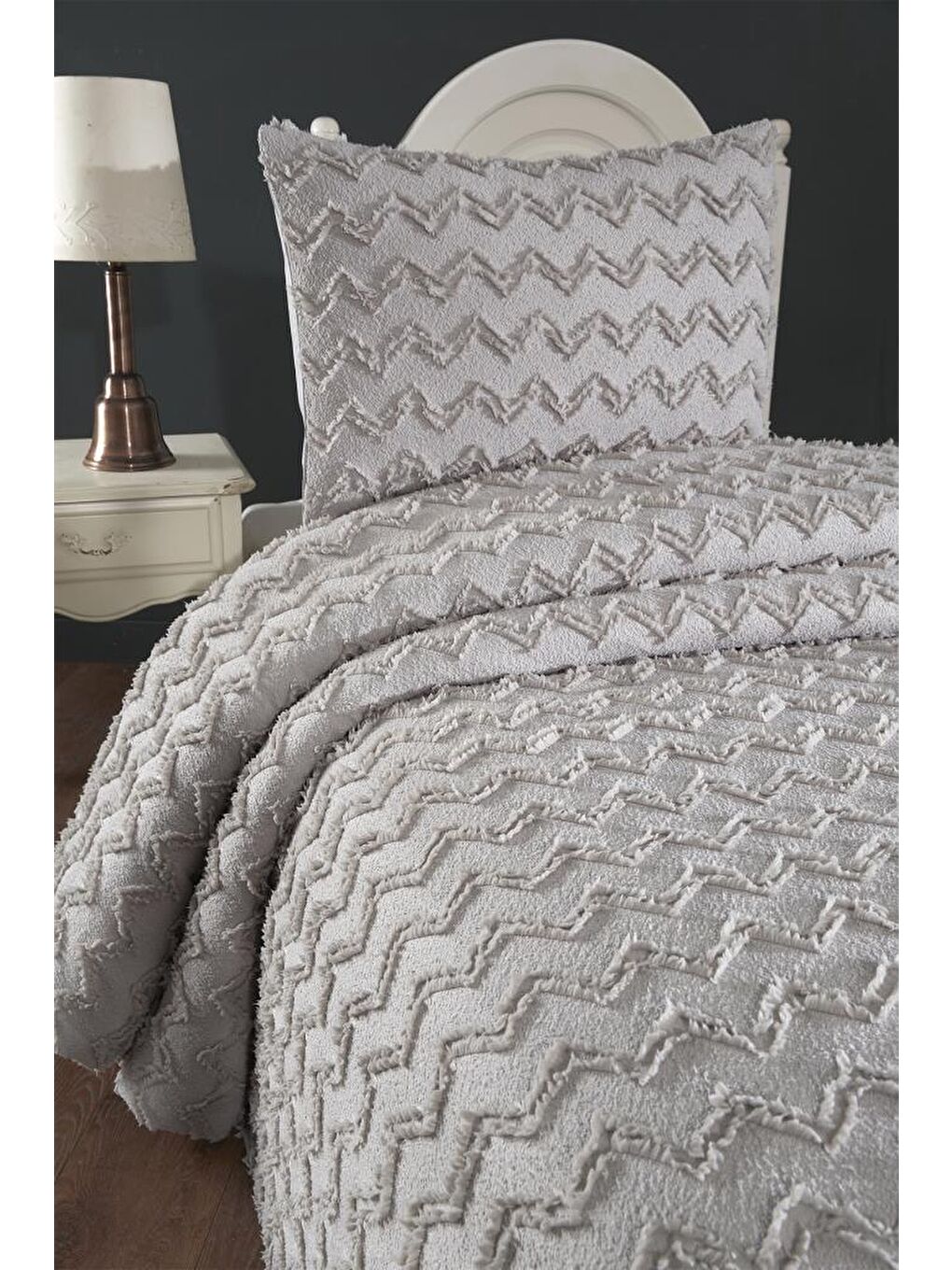 Lumpa 2 Parça Tek Kişilik Pike Takımı Gri-1