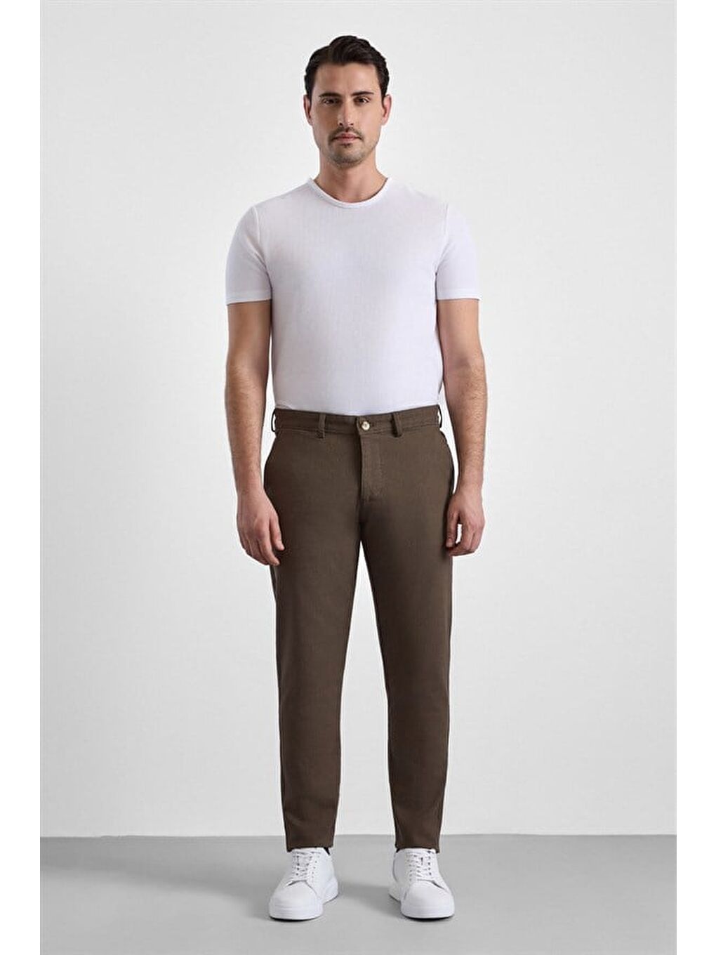 Bej Slim Casual Pantolon-4