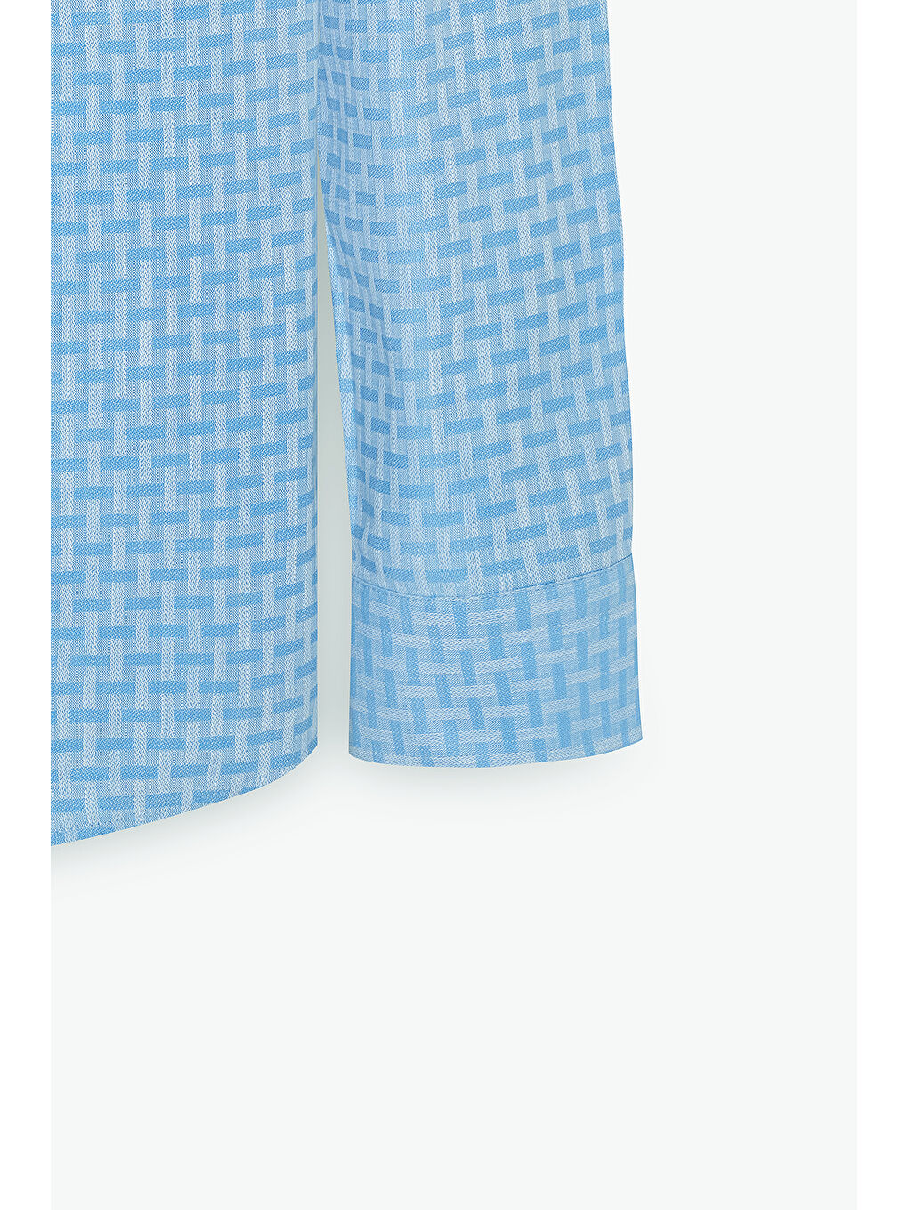 Erkek Açık Mavi %100 Pamuk Slim Fit Dar Kesim Düğmeli Yaka Armürlü Gömlek-8