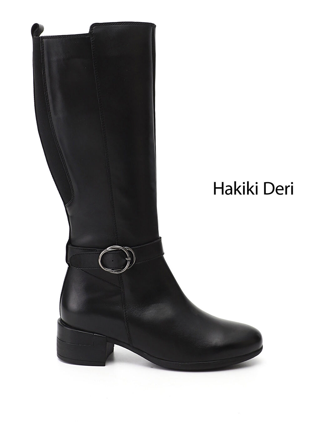 Siyah Kadın SİYAH Fermuarlı Kalın Topuklu Hakiki Deri Çizme