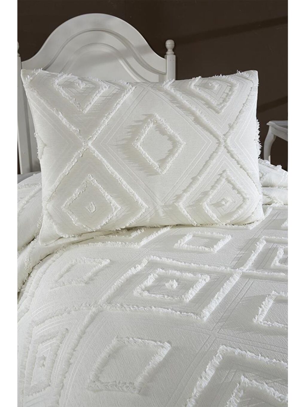 Ekru Samira 2 Parça Tek Kişilik Pike Takımı Krem-4