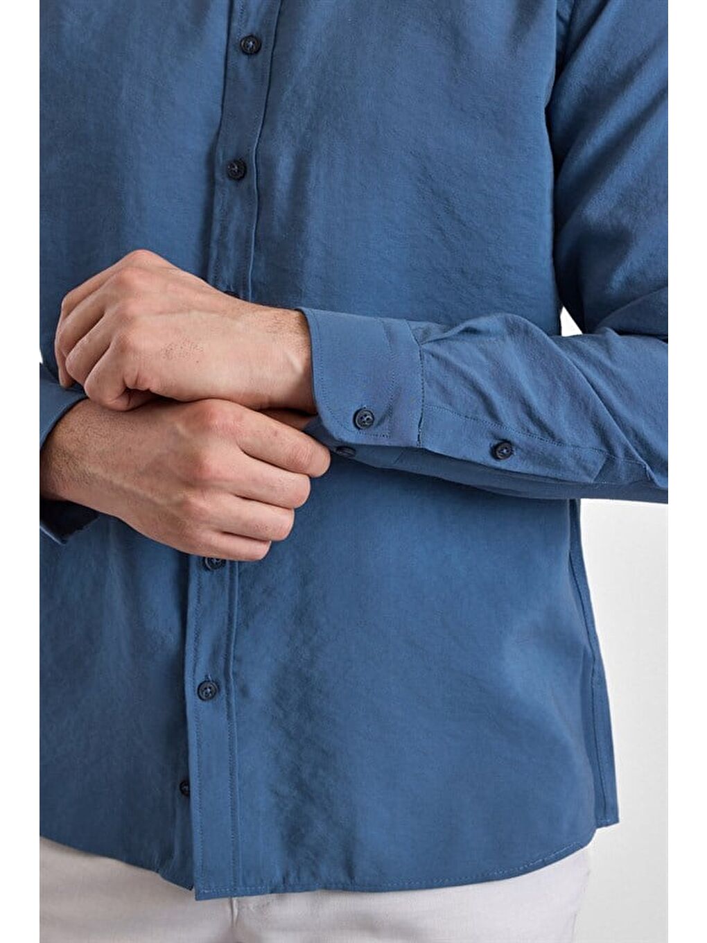 Mavi Slim Klasik Yaka Düz Casual Gömlek-2