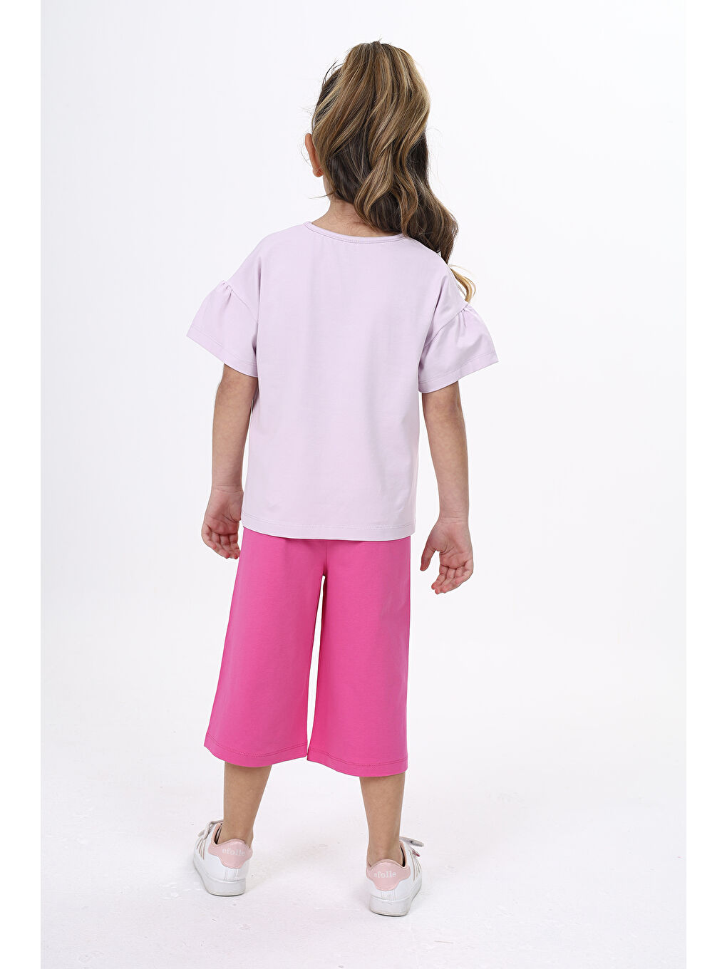 Lila Kız Çocuk Baskılı Kaprili Takım-1