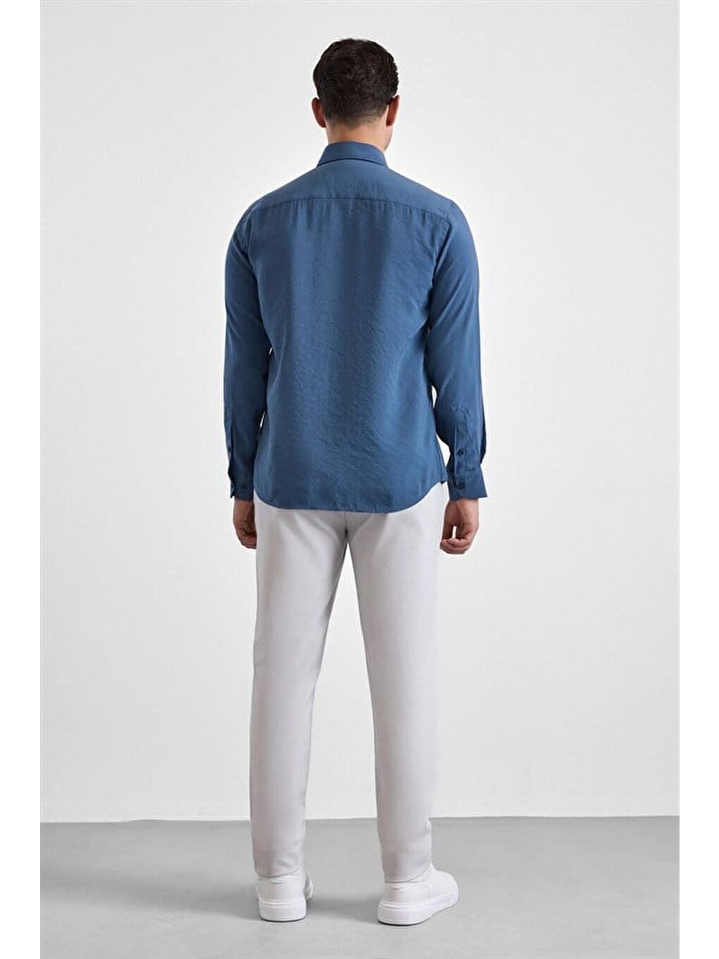 Mavi Slim Klasik Yaka Düz Casual Gömlek-3