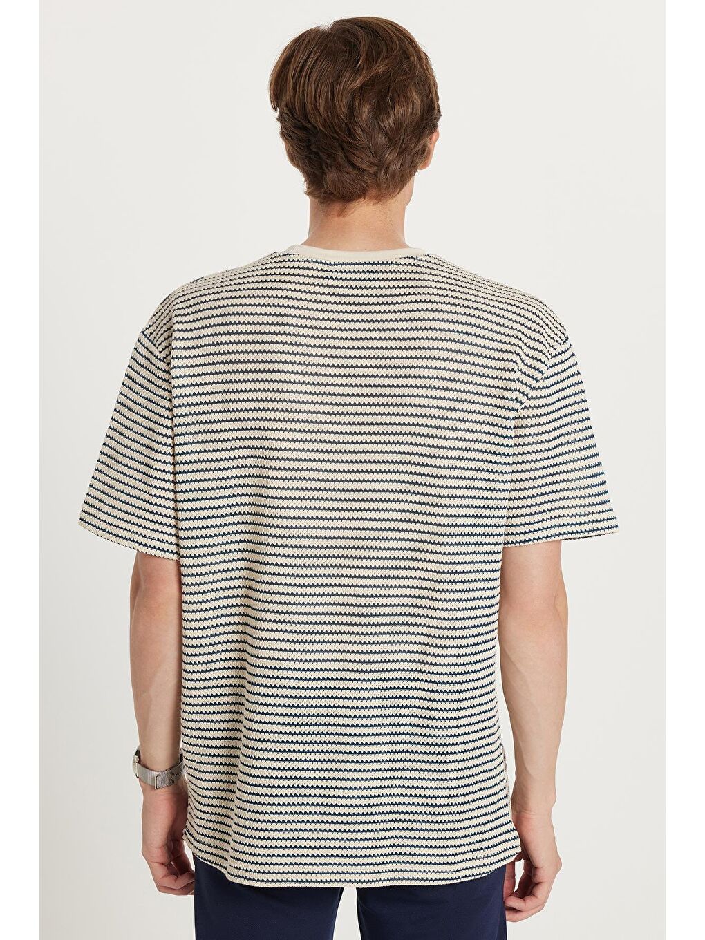 Karışık Erkek Relax Fit Rahat Kesim Pamuklu Bisiklet Yaka Örme Tişört-4