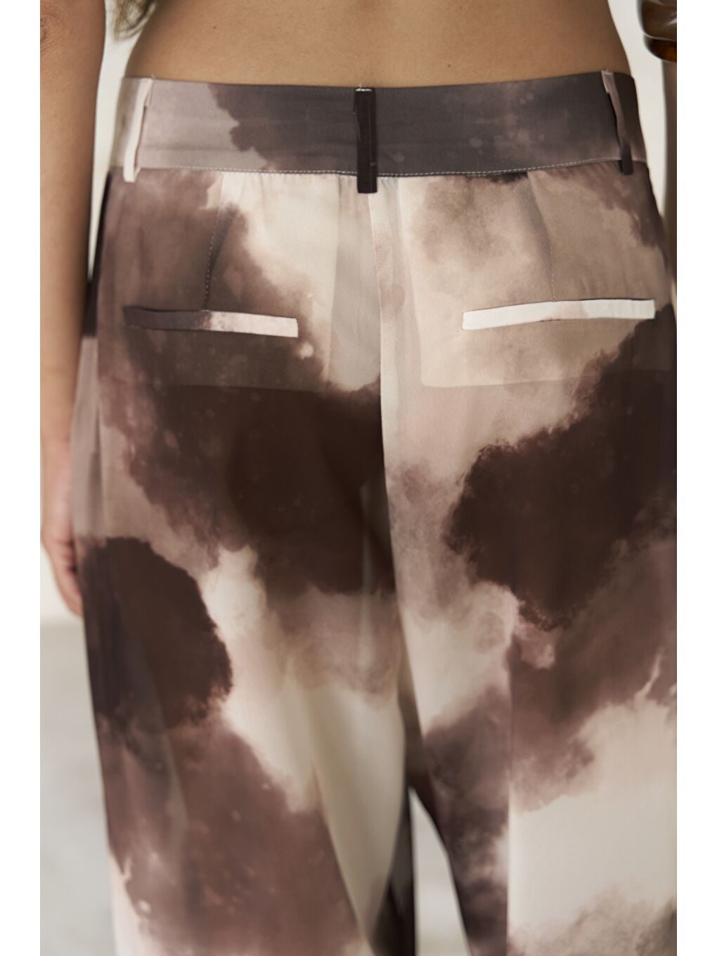 Kahverengi Budiono Transparan Patlı Kahve Pantolon-4