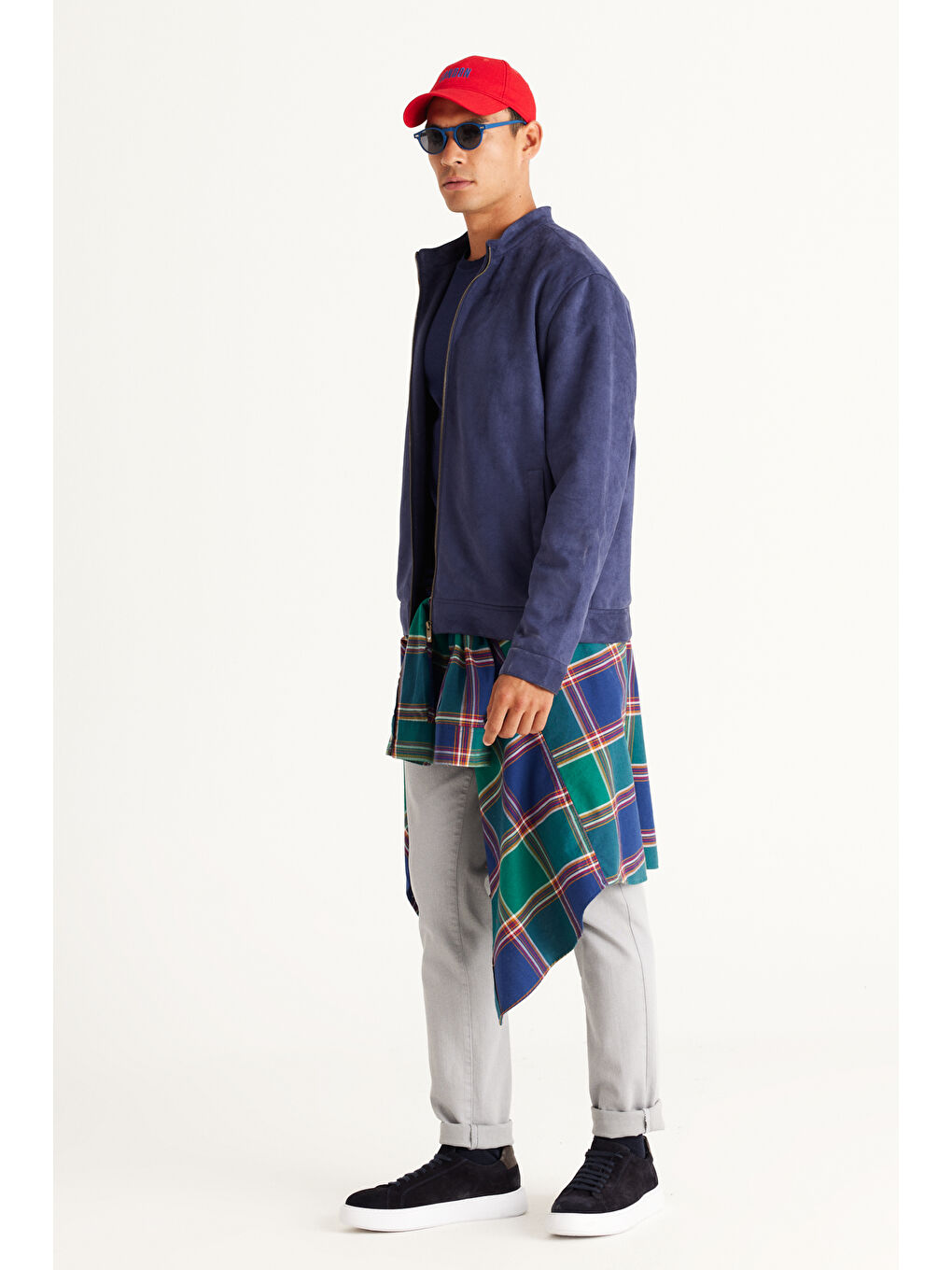 Erkek Lacivert Standart Fit Normal Kesim Bisiklet Yaka Triko Kazak-4