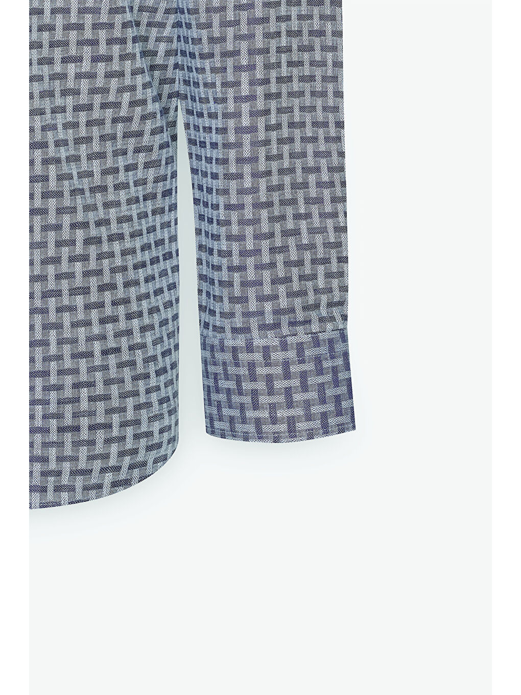 Erkek Lacivert %100 Pamuk Slim Fit Dar Kesim Düğmeli Yaka Armürlü Gömlek-7