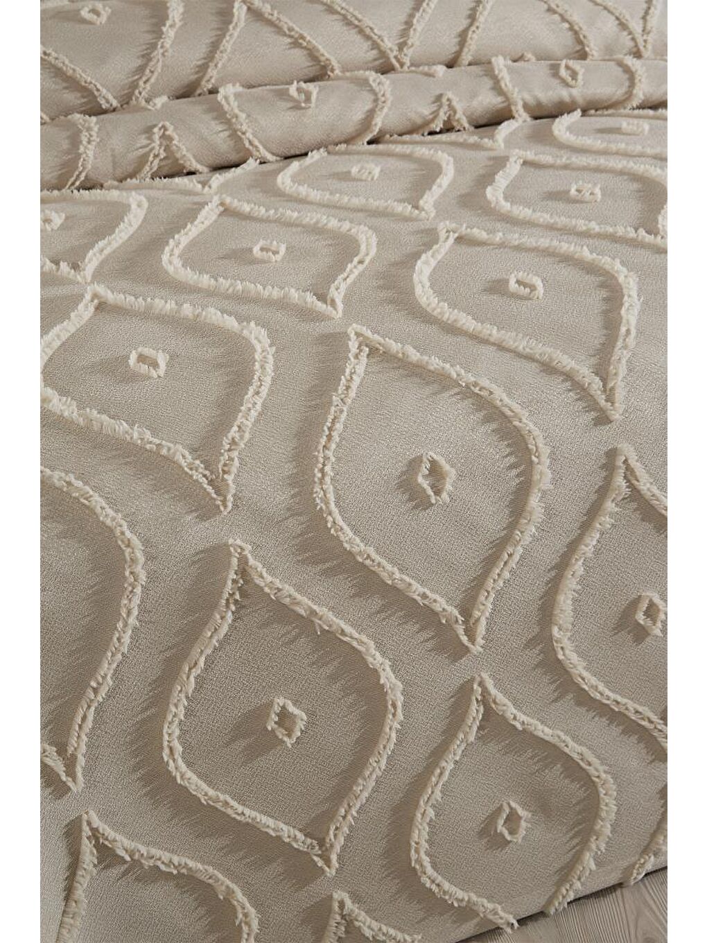 Pirot 3 Parça Çift Kişilik Pike Takımı Bej-2