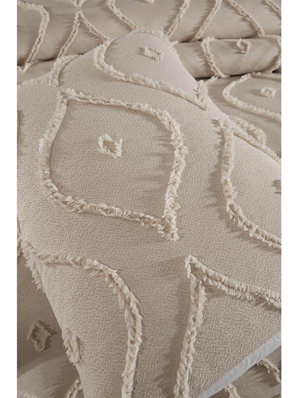 Pirot 3 Parça Çift Kişilik Pike Takımı Bej-5