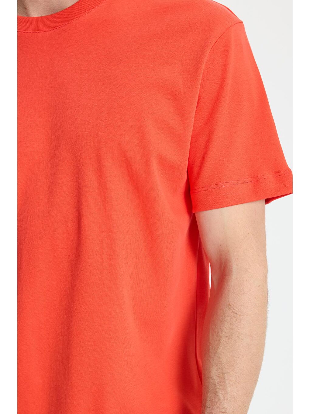 Turuncu Unisex Relax Fit Rahat Kesim %100 Pamuk Yumuşak Dokulu Hafif Kalın Nar Bisiklet Yaka Tişört-2