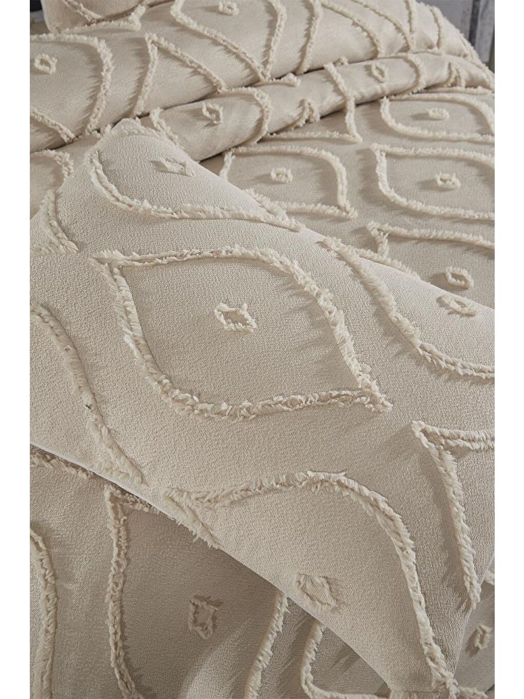 Pirot 3 Parça Çift Kişilik Pike Takımı Bej-6