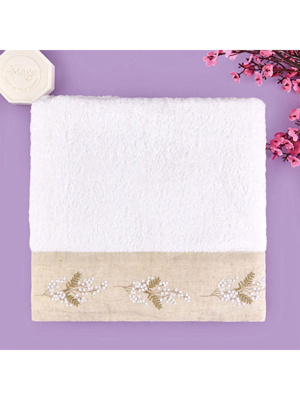 Soft French Cottage Ruva Yüz Havlusu - Ekru - 50x90 cm