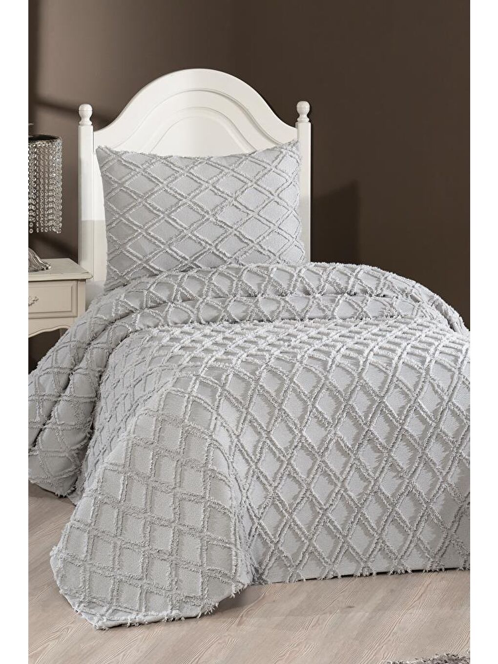 Vesya 2 Parça Tek Kişilik Pike Takımı Gri