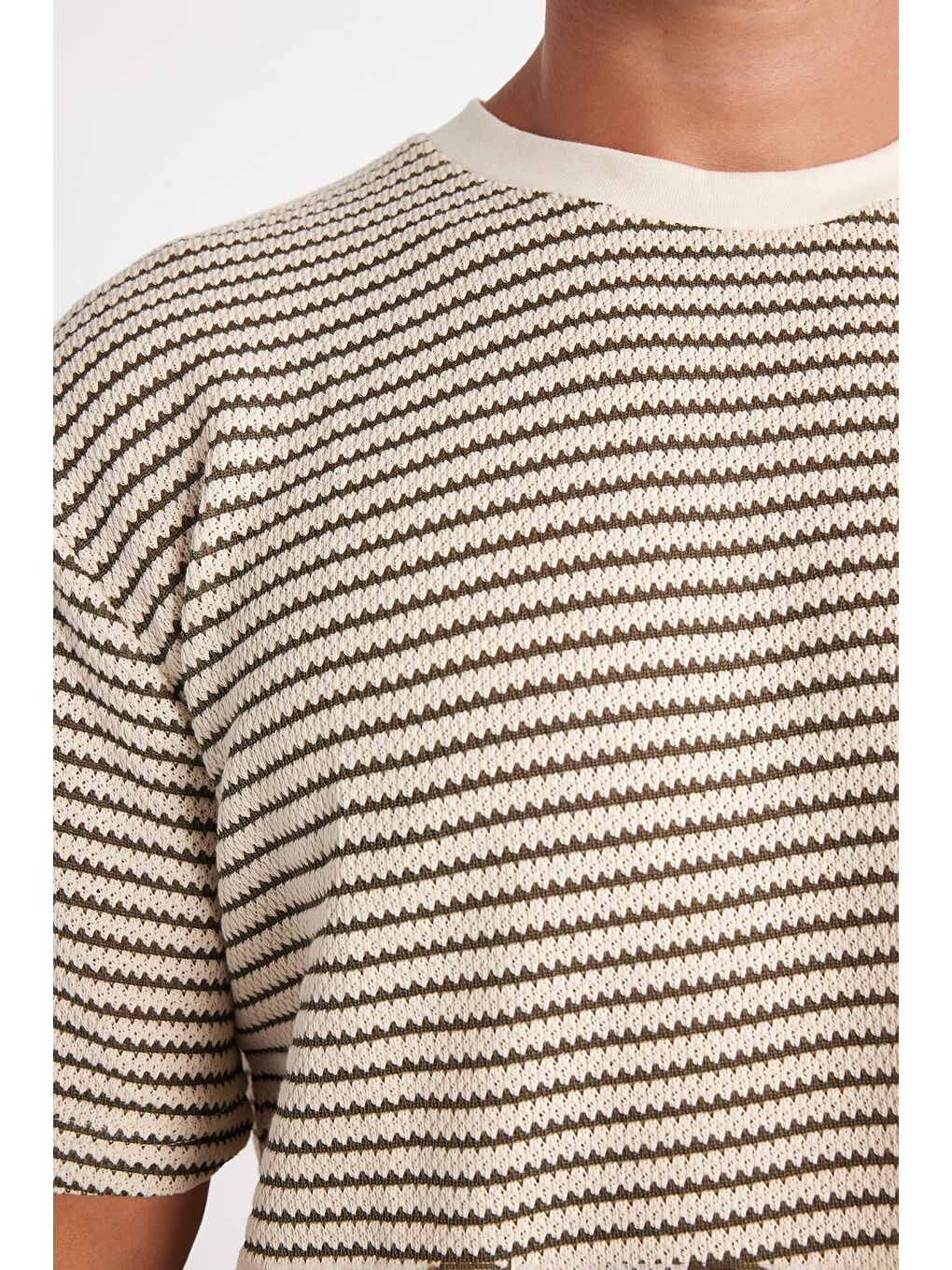 Karışık Erkek Relax Fit Rahat Kesim Pamuklu Bisiklet Yaka Örme Tişört-2