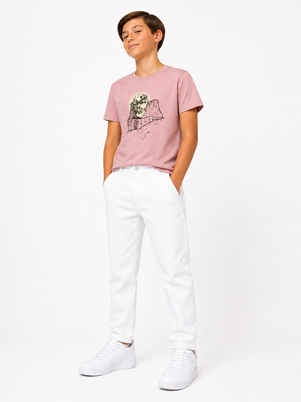 Pembe Kids Bisiklet Yaka Baskılı Erkek Çocuk Tişört