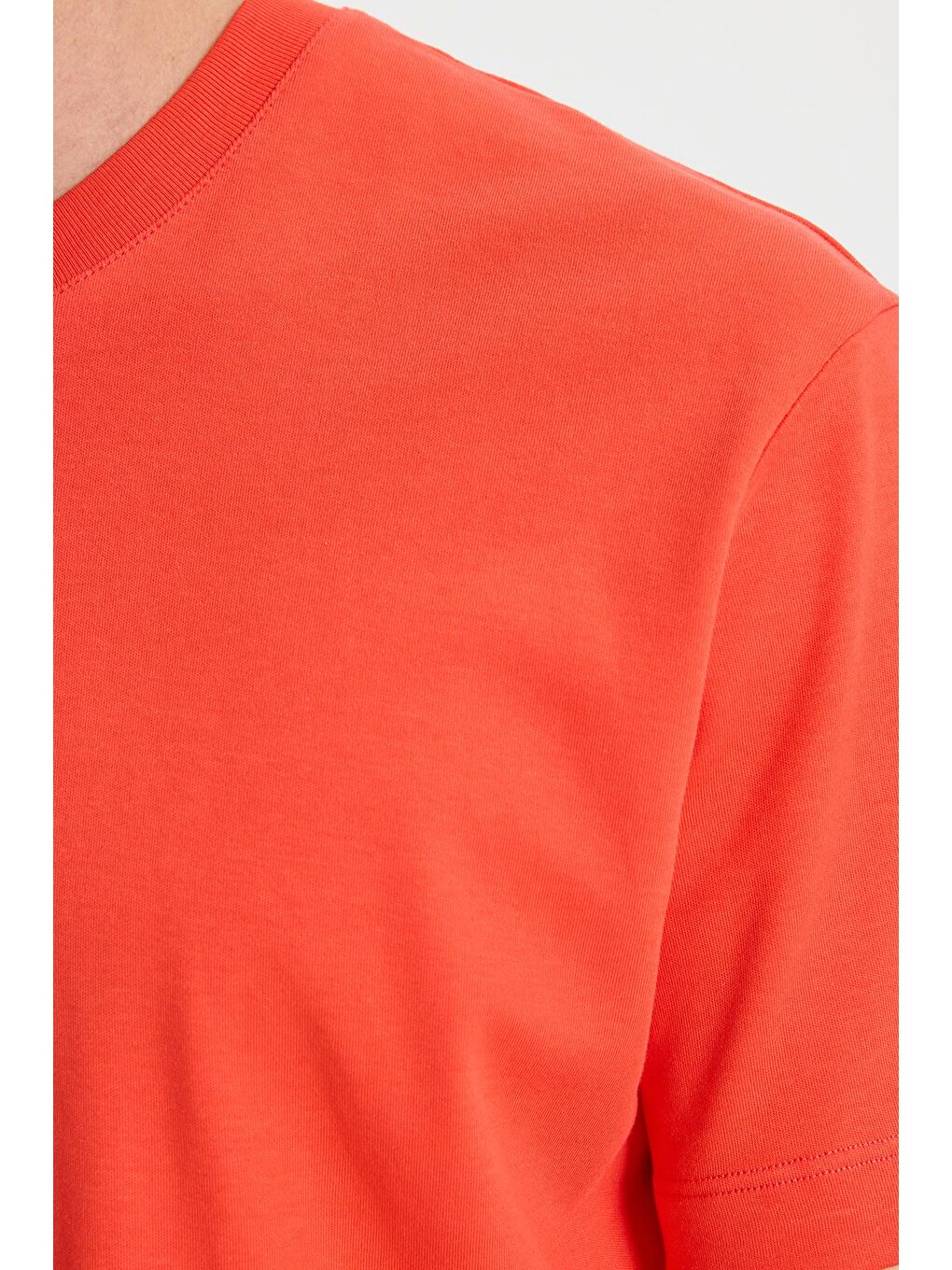 Turuncu Unisex Relax Fit Rahat Kesim %100 Pamuk Yumuşak Dokulu Hafif Kalın Nar Bisiklet Yaka Tişört-5