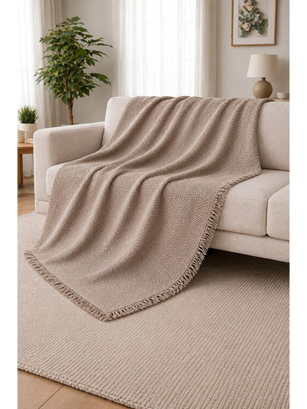Kahverengi Eliza 170x200 Cm Çok Amaçlı Koltuk Örtüsü Koyu Kahve