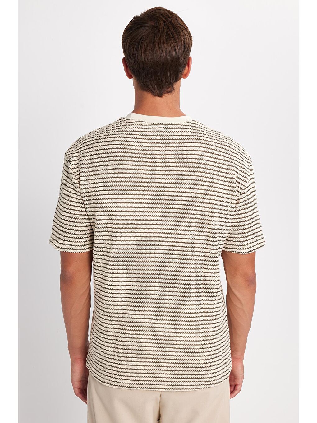 Karışık Erkek Relax Fit Rahat Kesim Pamuklu Bisiklet Yaka Örme Tişört-4