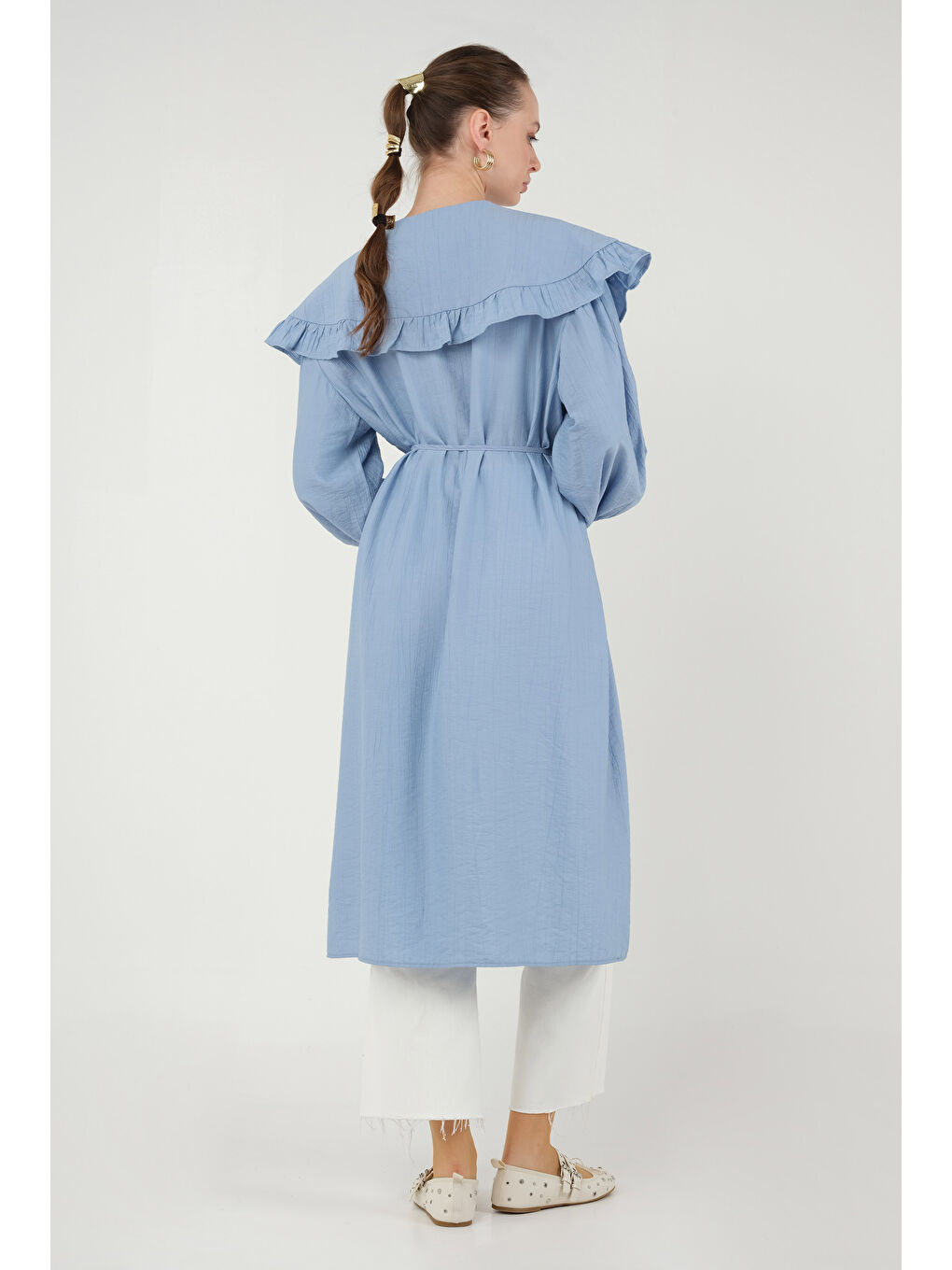 Yakası Fırfırlı Gömlek Bebe Mavi-3