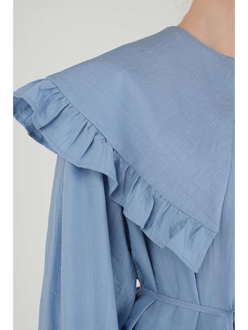 Yakası Fırfırlı Gömlek Bebe Mavi-4