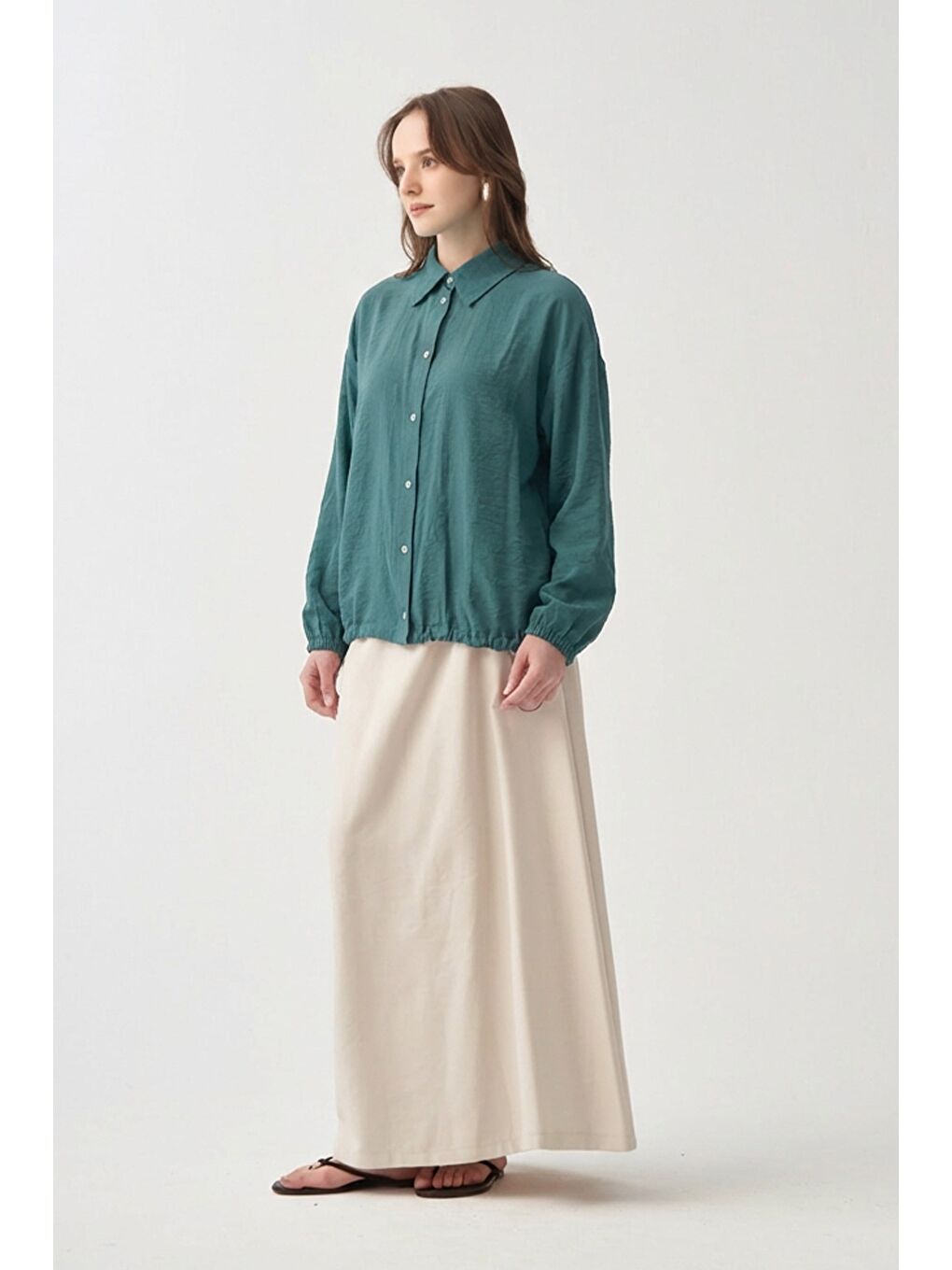 Yeşil-Düğmeli Oversize Ceket-1