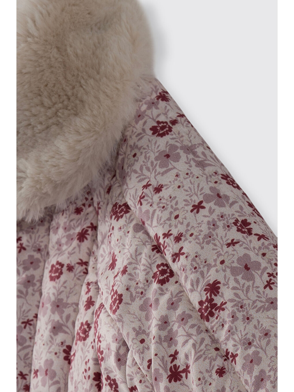 Kız Çocuk Çiçek Desenli Mont Ekru-1