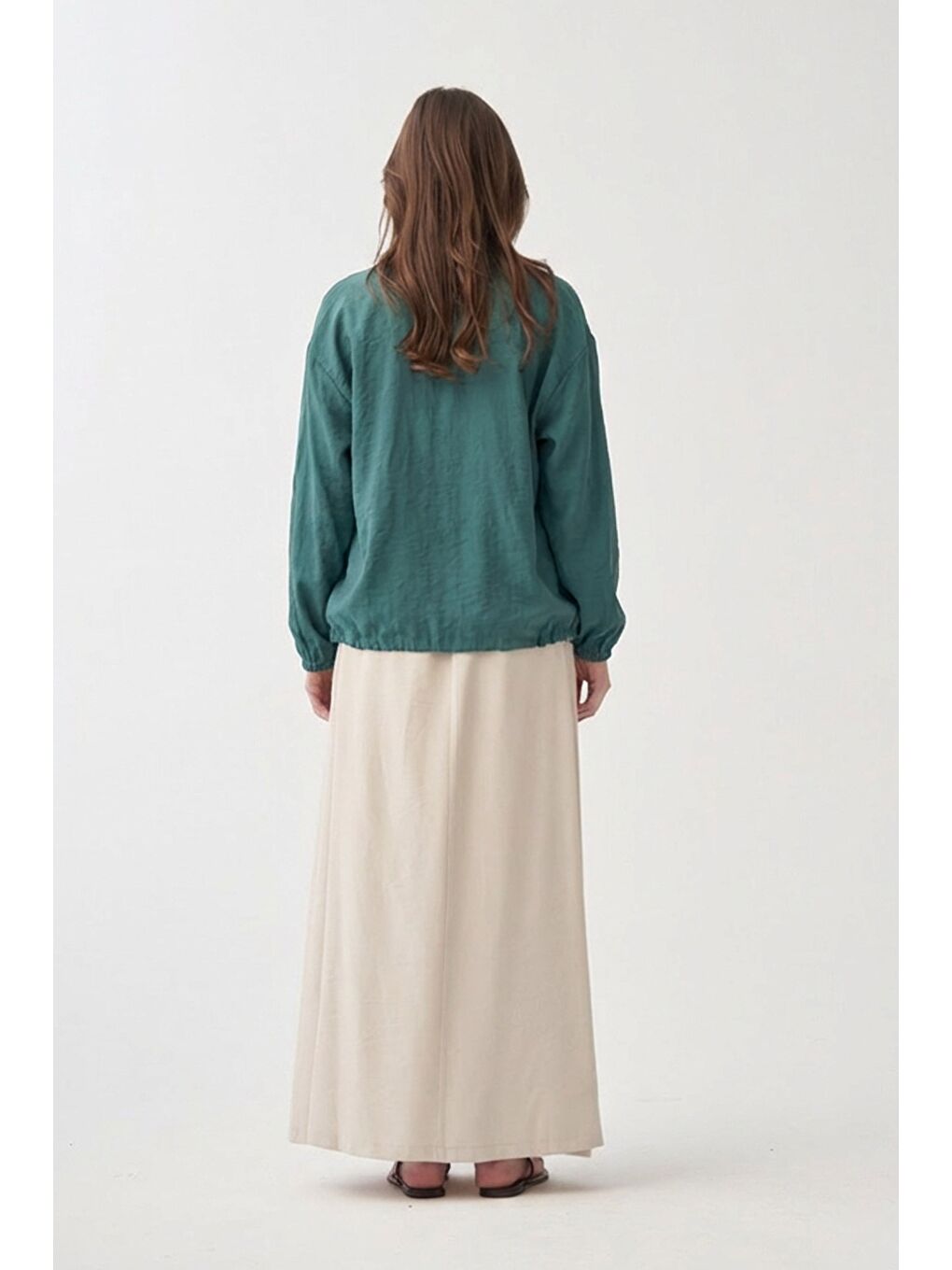 Yeşil-Düğmeli Oversize Ceket-2