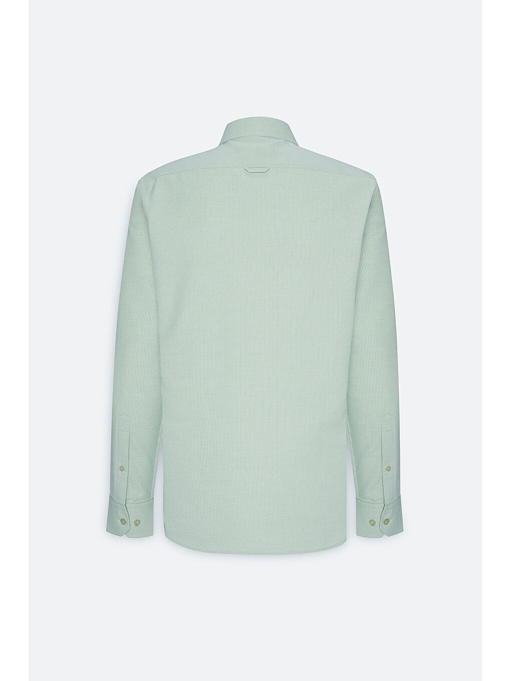 Erkek Yeşil Slim Fit Dar Kesim Düğmeli Yaka Armürlü Pamuklu Gömlek-10