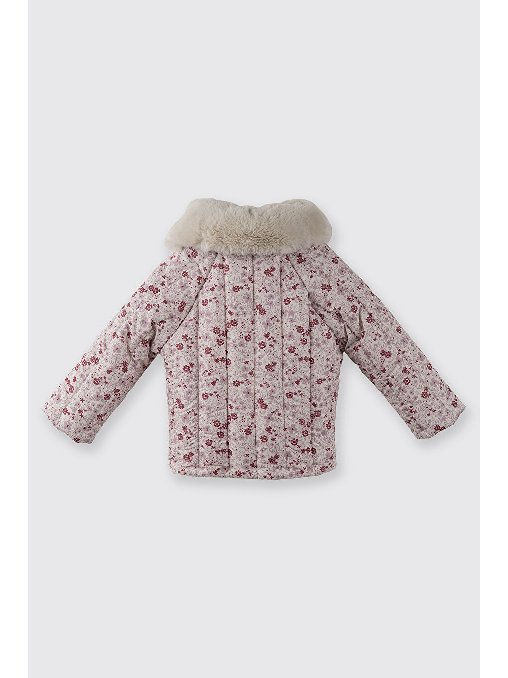 Kız Çocuk Çiçek Desenli Mont Ekru-3