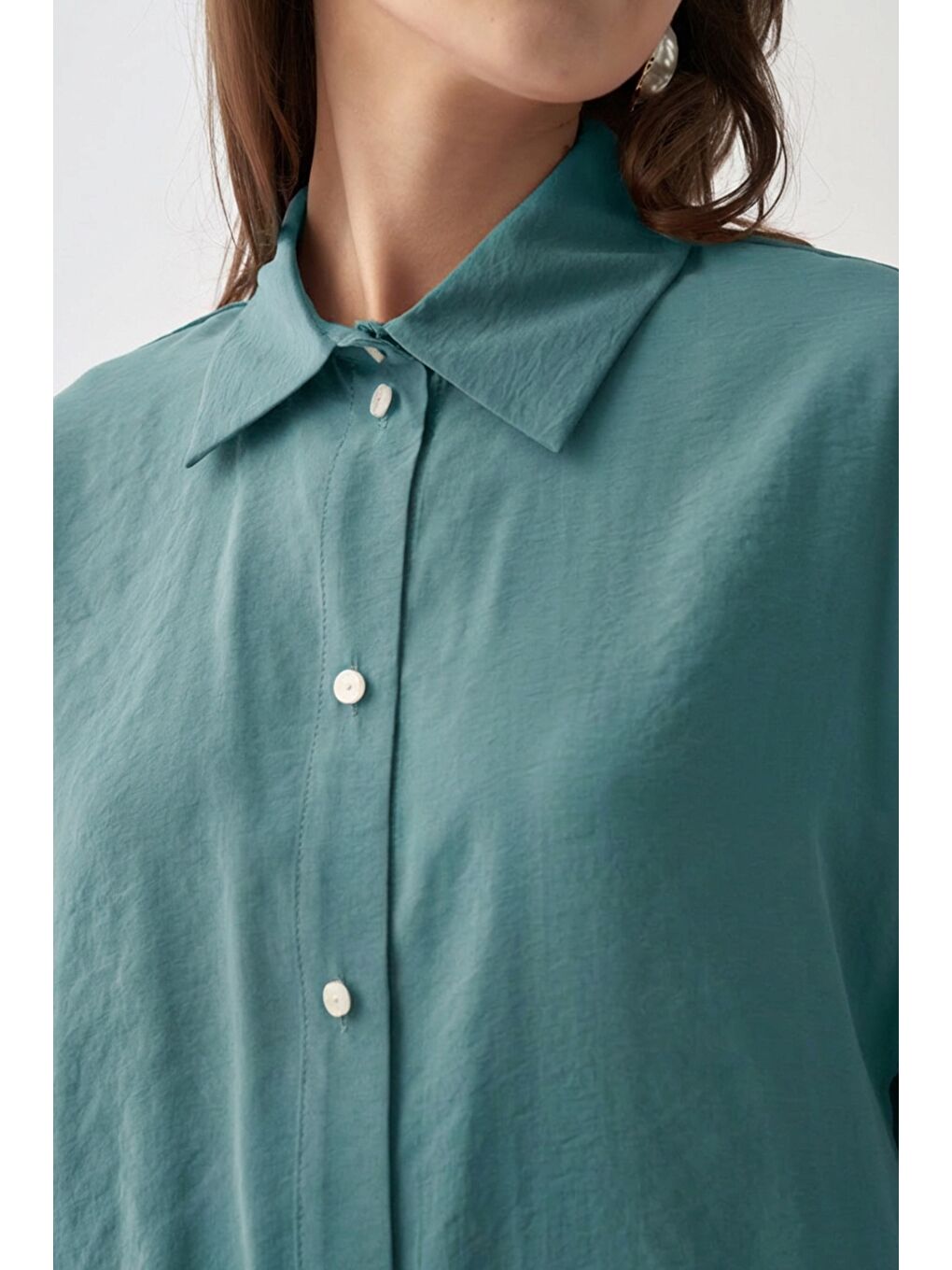 Yeşil-Düğmeli Oversize Ceket-3