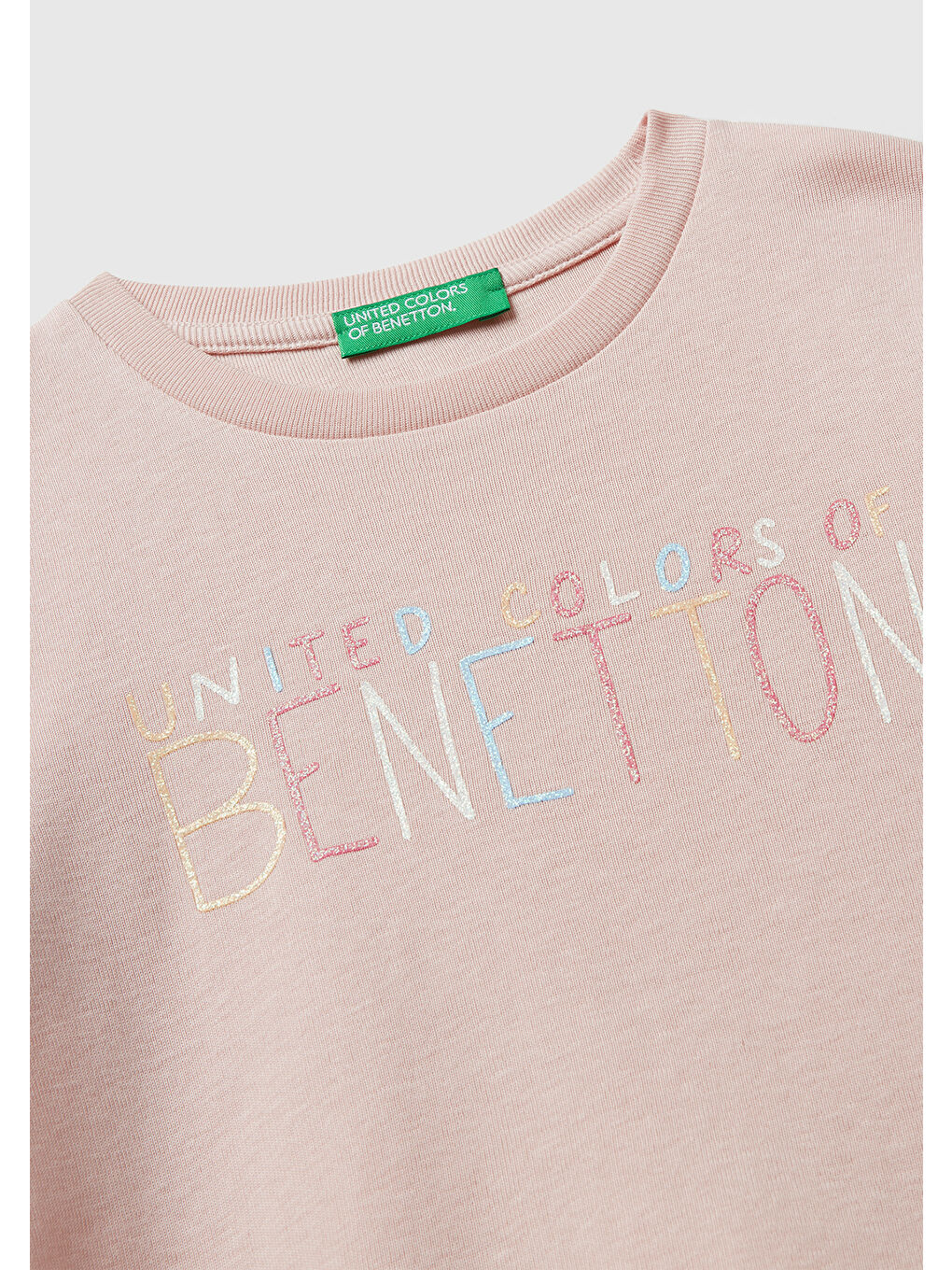 Kız Çocuk Toz Pembe Önü Parıltılı Logo Baskılı Slim Fit Uzun Kollu T-shirt-2