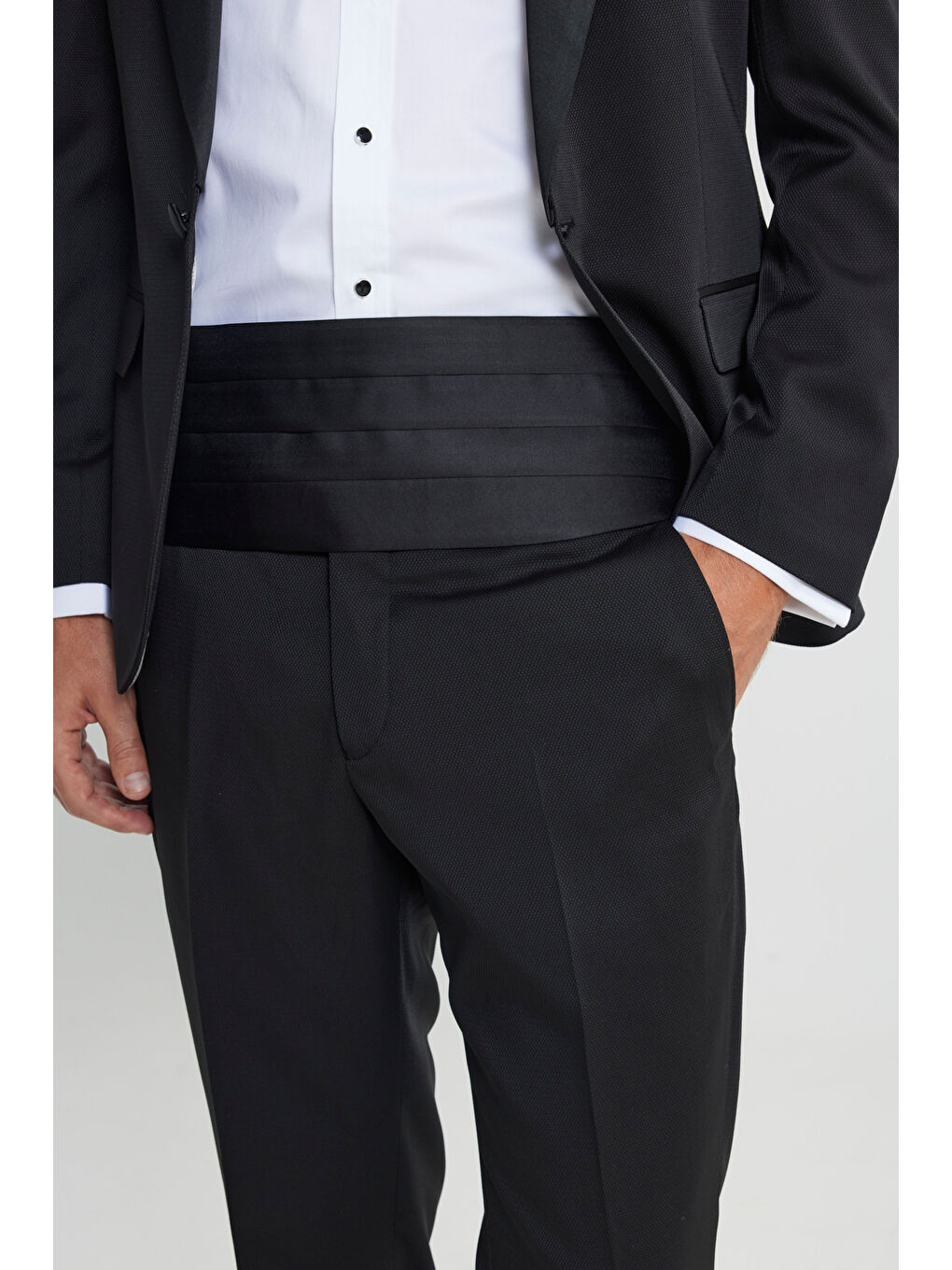 Erkek Siyah Slim Fit Dar Kesim Kırlangıç Yaka Desenli Klasik Smokin Takım-6