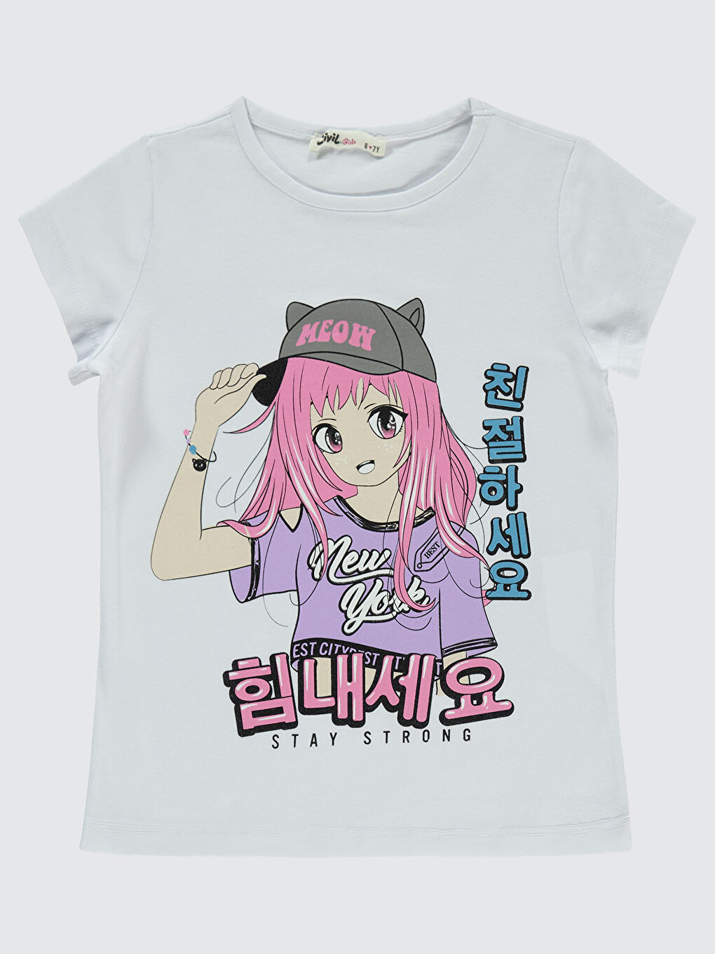 Girls Kız Çocuk Tişört 6-9 Yaş Beyaz